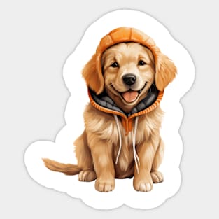 Winter Golden Retriever Dog Sticker